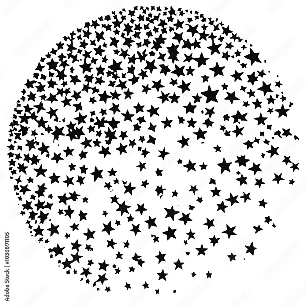 Black stars arranged in circle on white background image Black stars arranged in circle on white background image