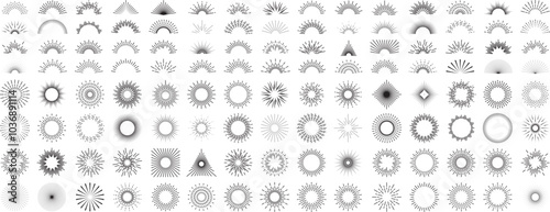 star burst, light ray, sun ray, blast, shine, beam, glow, fire works classic vintage retro set with editable stroke