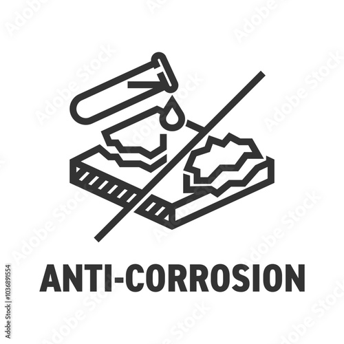 Anti-corrosion coating icon in bold line