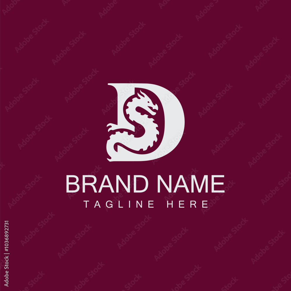 Letter D with Dragon Logo with vector template design Letter D with Dragon Logo with vector template design