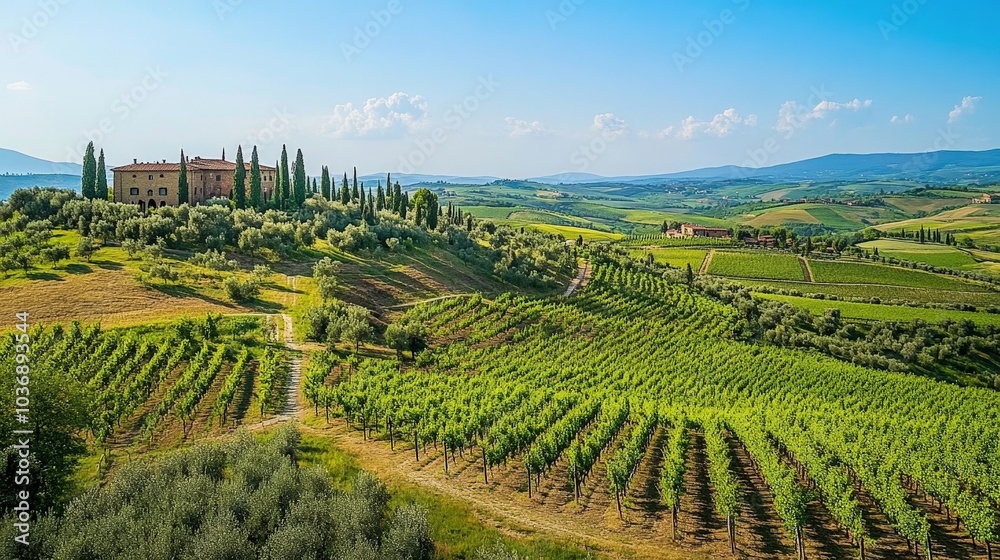 A luxury train journey through the rolling hills of Tuscany, with grapevine-covered slopes and charming farmhouses in view. A luxury train journey through the rolling hills of Tuscany, with grapevine-covered slopes and charming farmhouses in view.