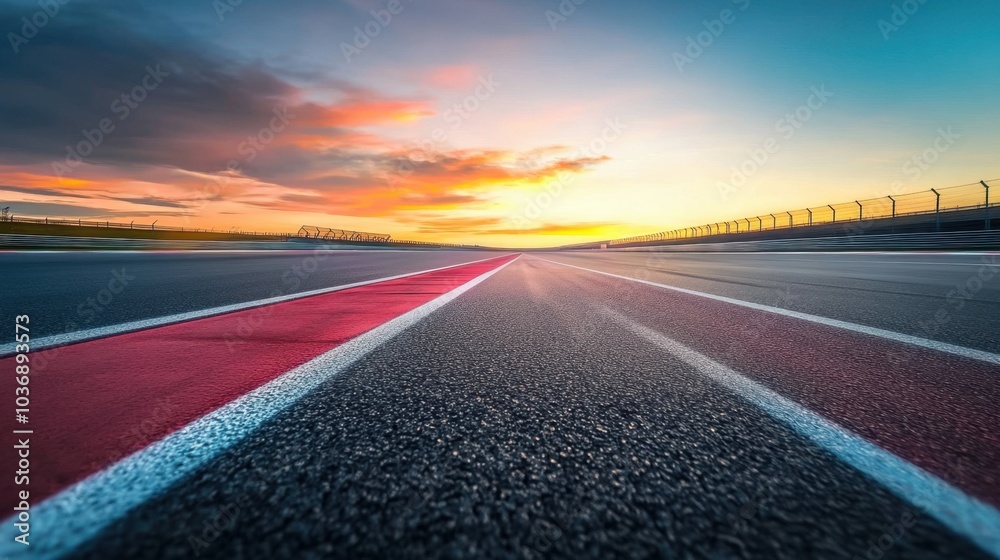 Sunset over the highway with vibrant colors illuminating the road Sunset over the highway with vibrant colors illuminating the road