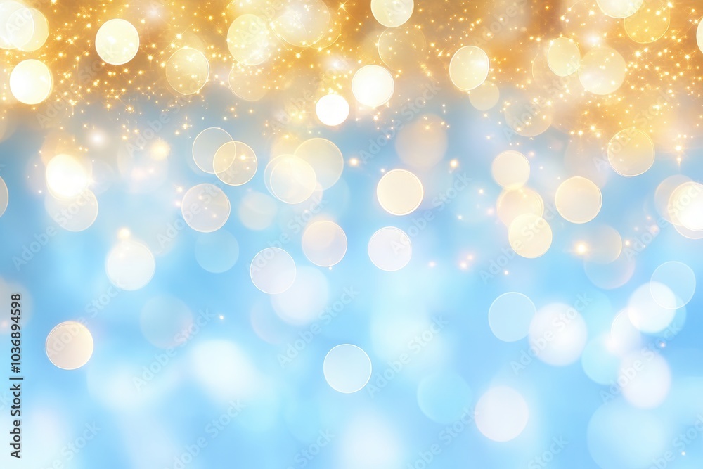 Blue and gold abstract background made in camera with a macro lens creating floating orbs of warm yellow light on a blue green backdrop Blue and gold abstract background made in camera with a macro lens creating floating orbs of warm yellow light on a blue green backdrop