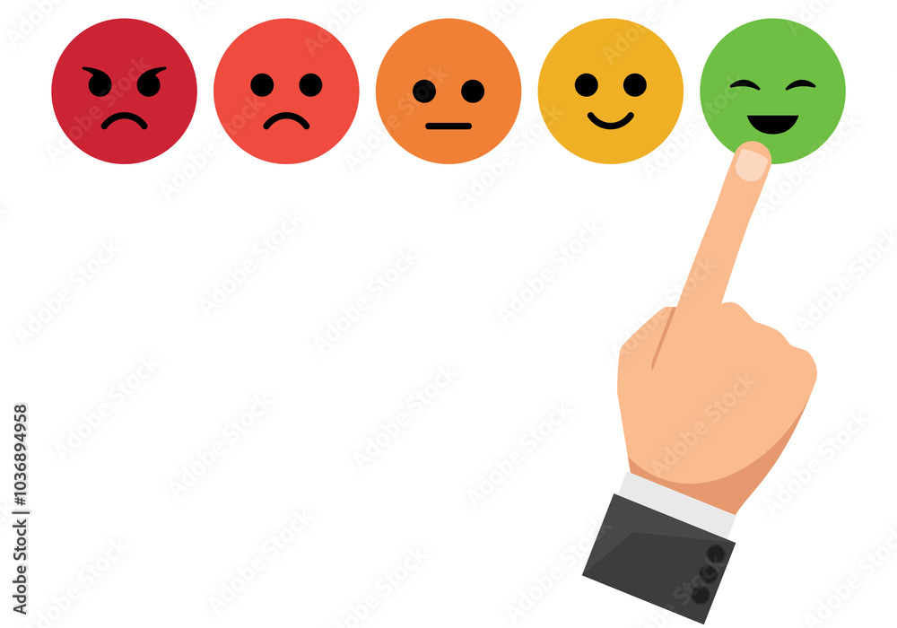 client's hand picked the happy face smile face, Customer service evaluation and satisfaction survey concept. copy space client's hand picked the happy face smile face, Customer service evaluation and satisfaction survey concept. copy space