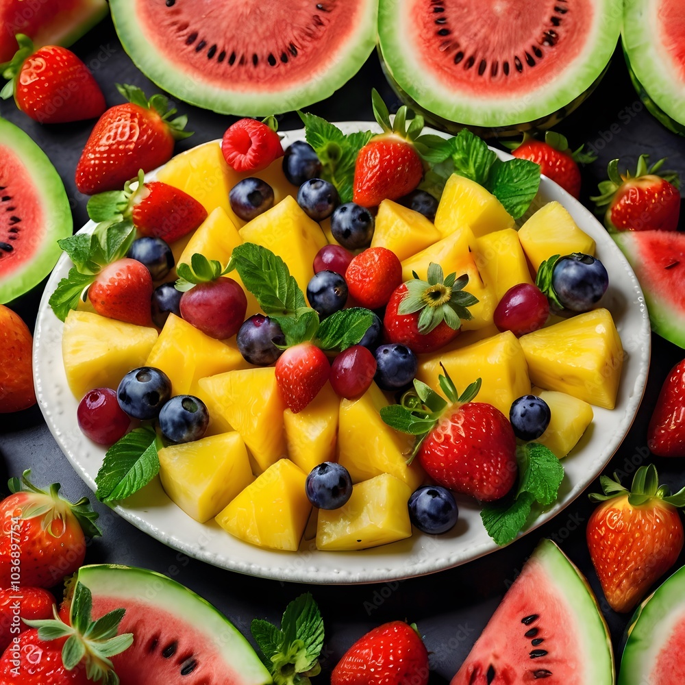 Colorful summer fruit platter Colorful summer fruit platter