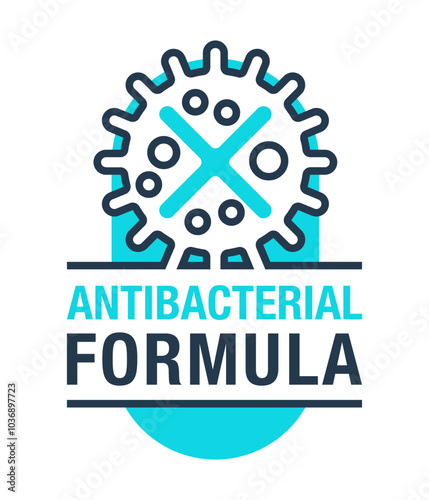 Antibacterial formula vertical blue badge