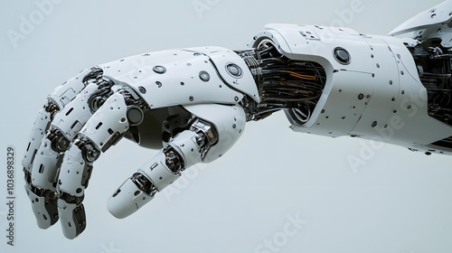 White robot arm isolated. 