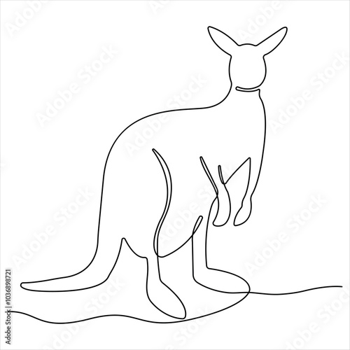 Single line continuous drawing of kangaroo simple vector of standing kangaroo line art illustration