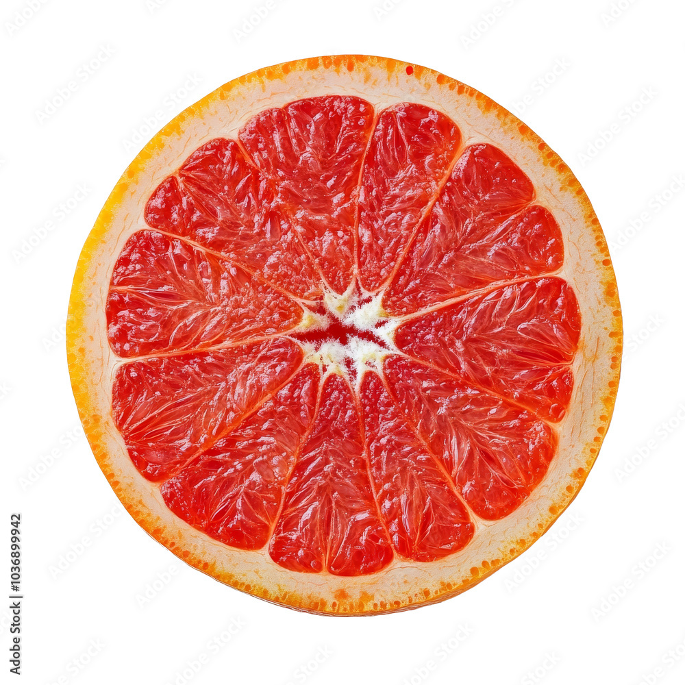 Freshly cut grapefruit half isolated on a bright transparent background showcasing juicy red flesh and zesty texture, Grapefruit half isolated on transparent background Freshly cut grapefruit half isolated on a bright transparent background showcasing juicy red flesh and zesty texture, Grapefruit half isolated on transparent background