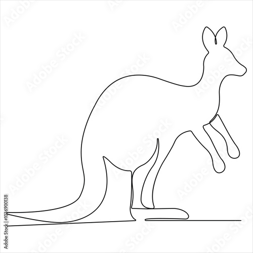 Single line continuous drawing of kangaroo simple vector of standing kangaroo line art illustration photo