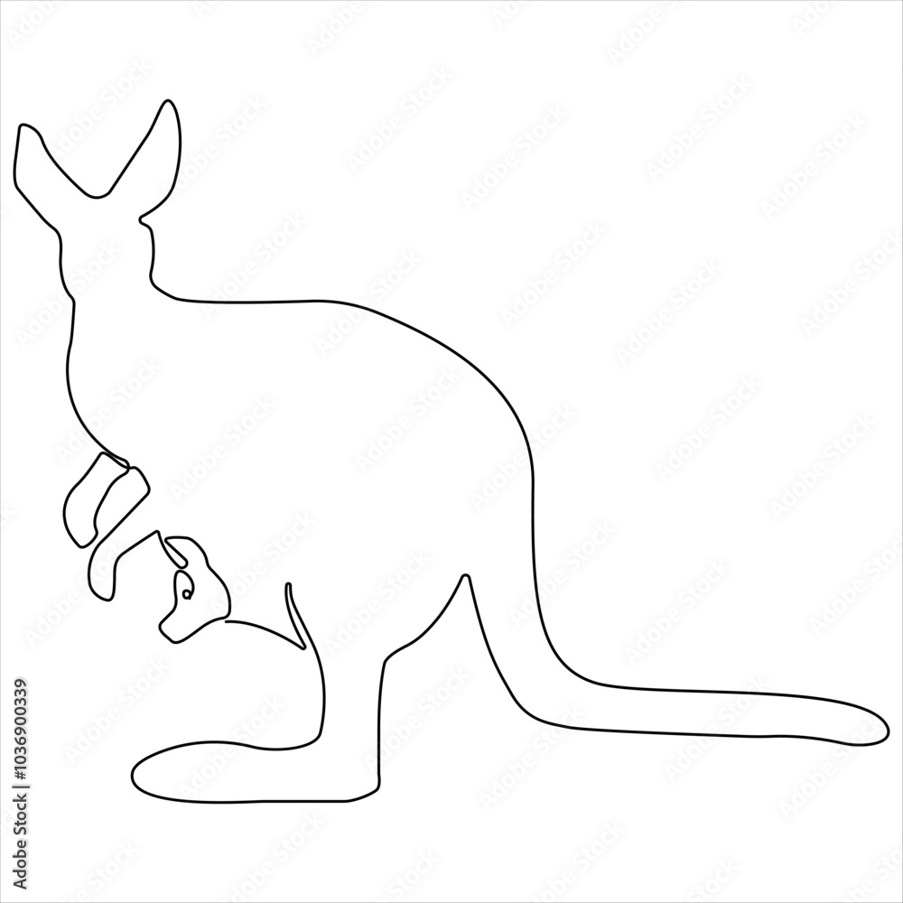Single line continuous drawing of kangaroo simple vector of standing kangaroo line art illustration Single line continuous drawing of kangaroo simple vector of standing kangaroo line art illustration