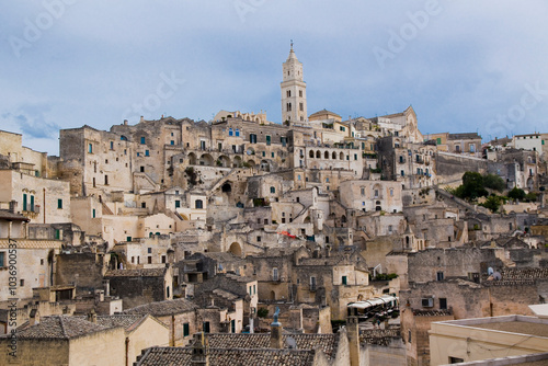 View of Sasso Barisano in the ancient town of Matera, Basilicata in Italy