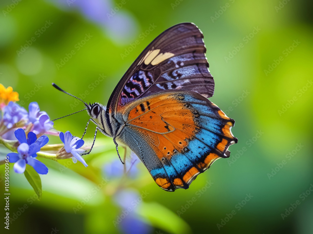 Fototapeta premium Bright butterfly on a lilac flower