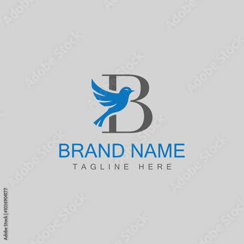 Letter B Bird Logo Design with vector template design photo