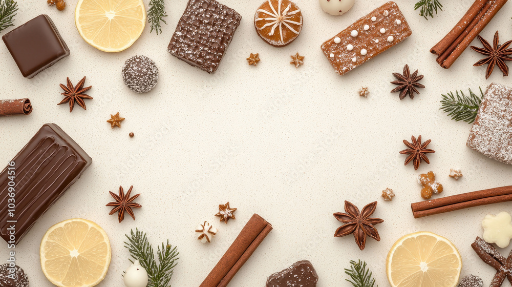 Obraz premium お菓子・チョコレートレシピ番組の看板背景。Generative AI