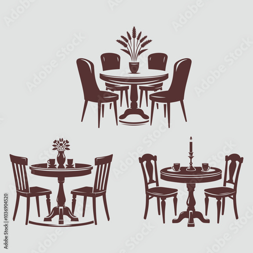 Dinner table and chair illustration