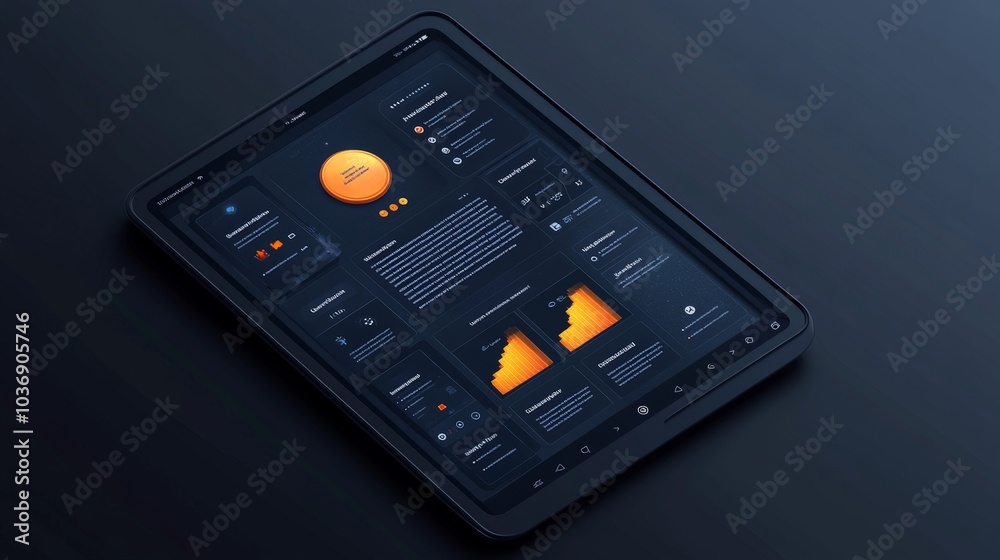 Fototapeta premium A user-friendly mobile app interface featuring bold, high-contrast colors and simplified navigation for users with cognitive disabilities, shown on a tablet screen.