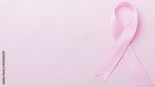 Poster for world cancer day with a pink ribbon on it, purple background