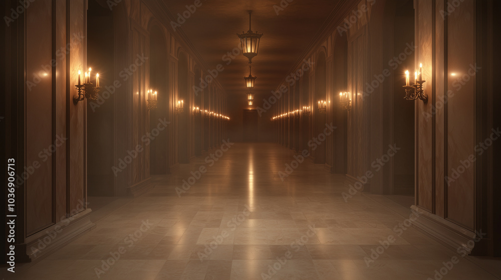 Haunted Mansion Corridor with Flickering Candles Halloween Backgrounds Haunted Mansion Corridor with Flickering Candles Halloween Backgrounds