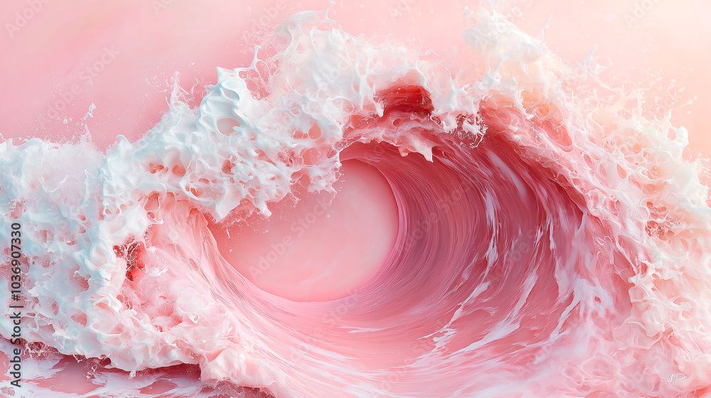 Fototapeta premium Abstract ocean waves with sunlight reflecting off the surface, creating a serene scene in pastel colors and soft tones.