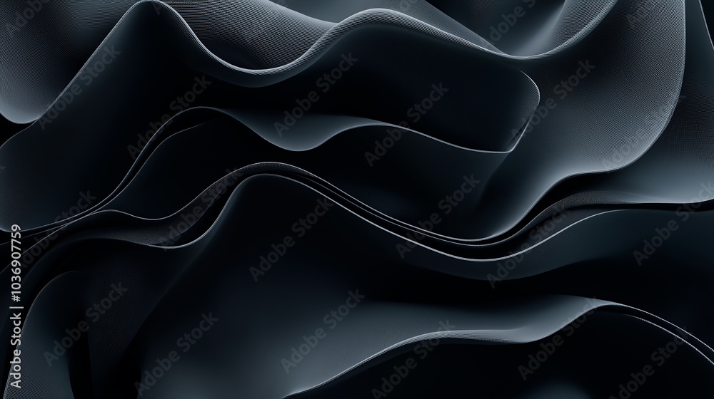 Obraz premium Abstract dark waves with sunlight reflecting off the surface, creating a serene scene