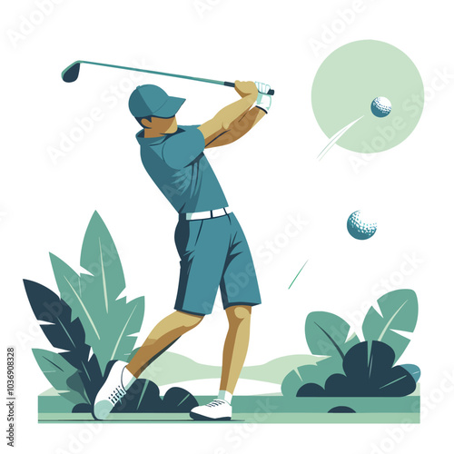 man is swinging a golf club at a ball