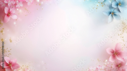 Ethereal Floral Frames - Pastel Blossoms and Golden Accents