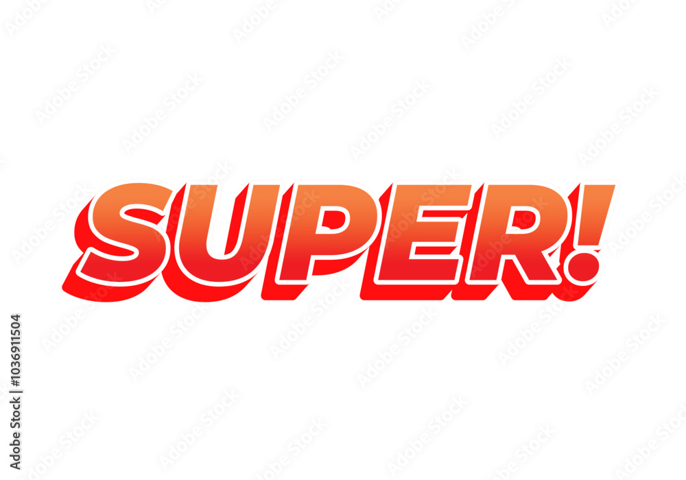 Fototapeta premium Super. Text effect in colorful style with 3D look