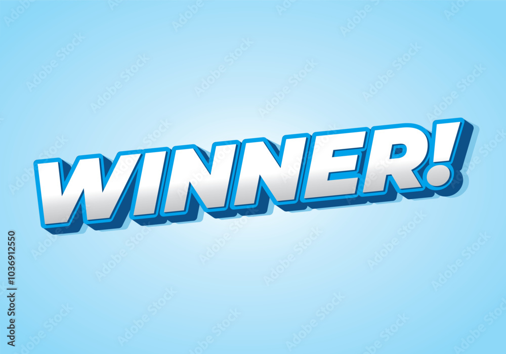 Winner. Text effect with modern color in 3D style Winner. Text effect with modern color in 3D style