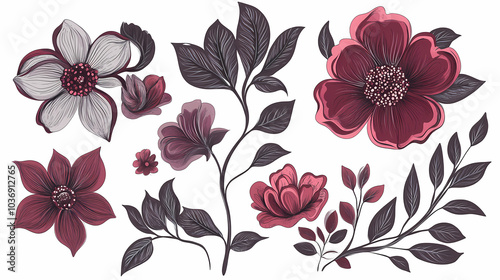 Set Flowers decorative vector image