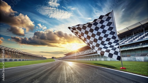 Wallpaper Mural A race track with a checkered flag. Generative ai. Torontodigital.ca