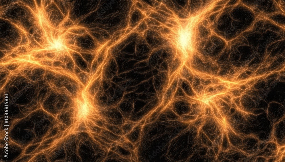 Electric orange lightning bolts light up a dark backdrop with vibrant energy Electric orange lightning bolts light up a dark backdrop with vibrant energy
