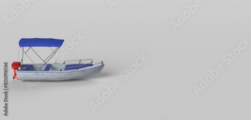 3D motorboat on white background