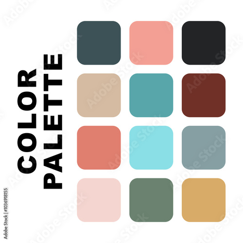 Seamless pattern. Vector illustration with palette. Color matching palette. Fashion Trend Color guide palette. RGB HEX color guide Swatch Catalog Collection. Beach summer ocean. An example of a color 