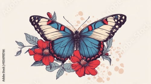 Wallpaper Mural Butterfly and flower illustration for T shirt design featuring an artistic representation of nature s beauty Torontodigital.ca