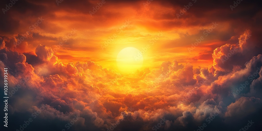 Sunrise with a large sun illuminating the morning sky, Sunrise with a bright sun illuminating the morning sky Sunrise with a large sun illuminating the morning sky, Sunrise with a bright sun illuminating the morning sky