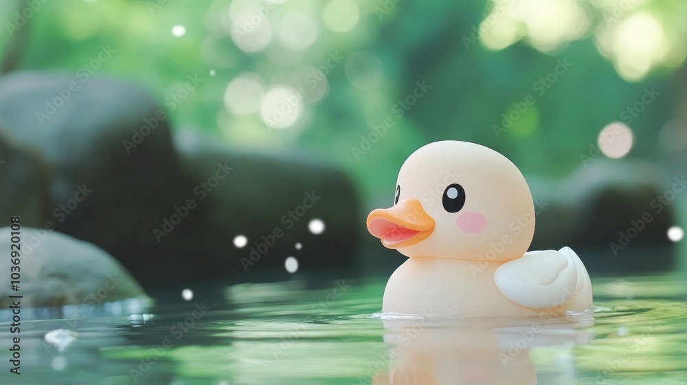 Duck Swimming in Tranquil Water During Spring Duck Swimming in Tranquil Water During Spring