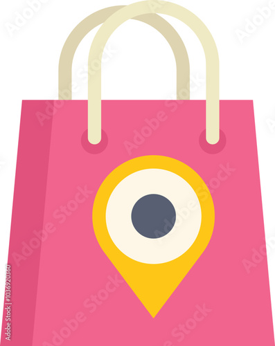 Pink shopping bag showing location for local store marketing and advertising