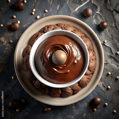 an overhead view of chocolate moose dessert