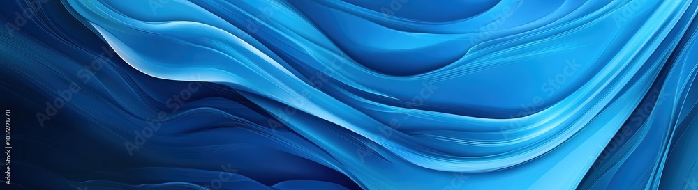 Fototapeta premium Blue background with wavy lines, a technological style, simple and elegant, with a neon light effect.