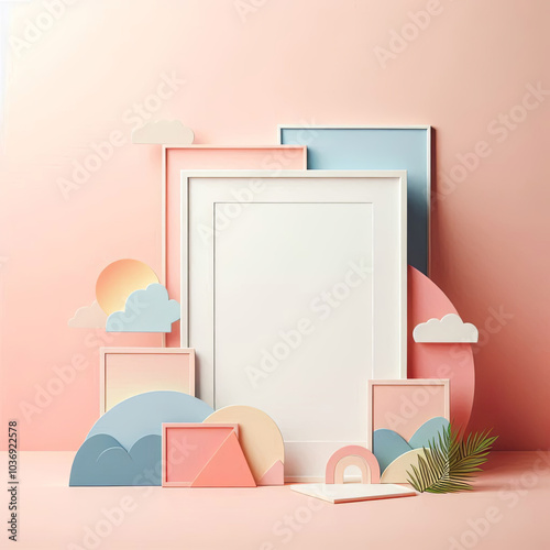 3d empty picture frames for text