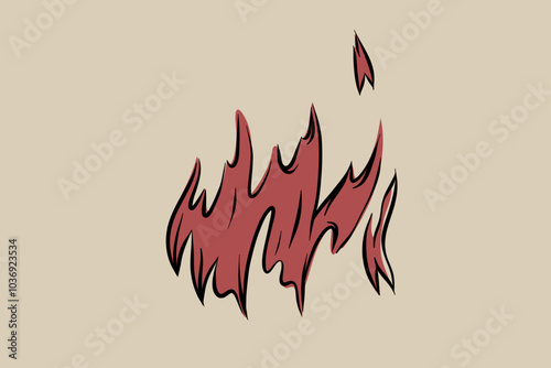 Hand-drawn flames vector image for fireplace, grill, packaging, etc. 2D clipart.