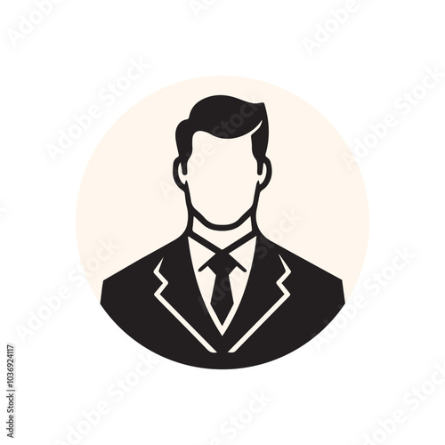 Business Person with suit and tie Headshot Silhouette