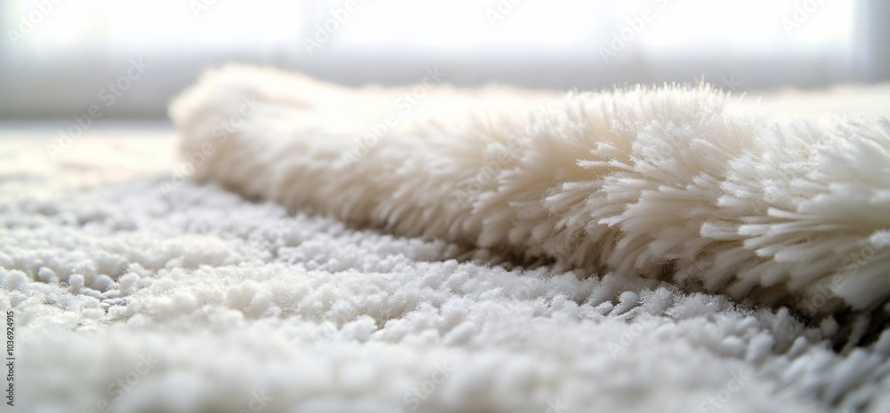 Soft, white faux fur rug with a fluffy texture. Soft, white faux fur rug with a fluffy texture.