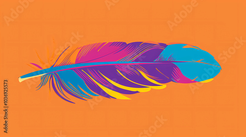 Brightly colored illustration of a feather