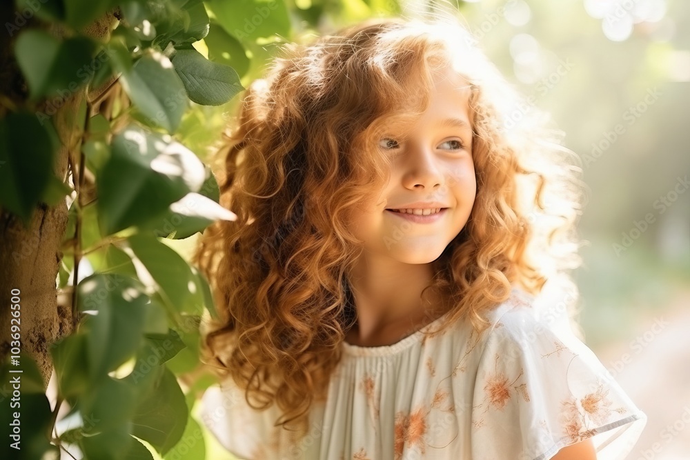 Portrait of a cute little girl with curly hair, outdoors. Portrait of a cute little girl with curly hair, outdoors.