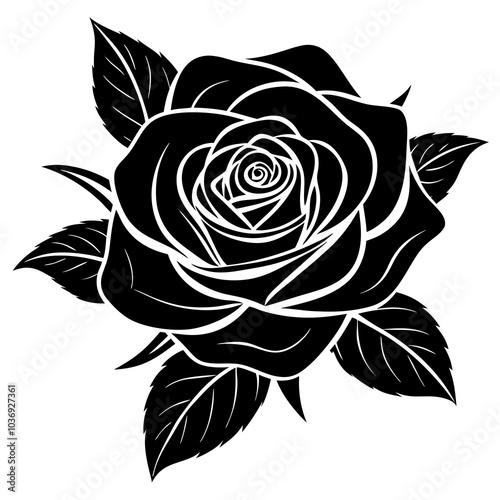 black and white rose