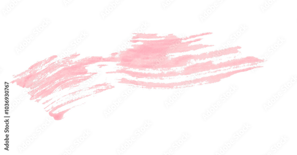 Isolated pink brush stroke on transparent background.