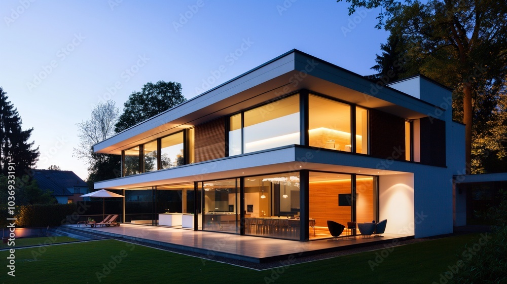 The front and interior designs of the residence The front and interior designs of the residence