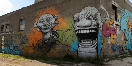 Graffiti on the wall of a house in the city of Belgrade, Serbia